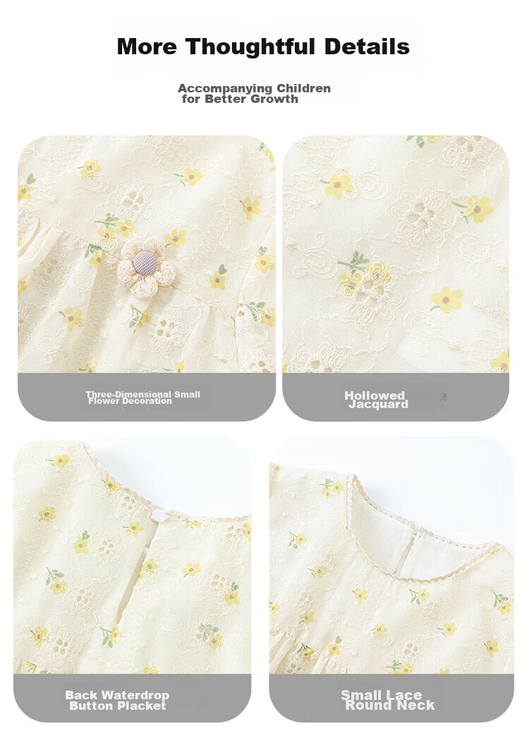 CHANZUIGOU Girls' Glutinous Yellow Floral Print Short Sleeve Top 2026 Summer New Stylish Versatile Shirt 12